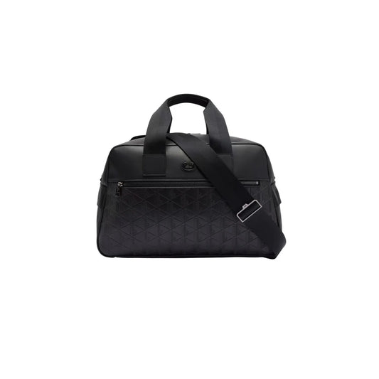 Sac de voyage Lacoste NU4658MR noir duffle bag homme bandoulière embossé 42 cm