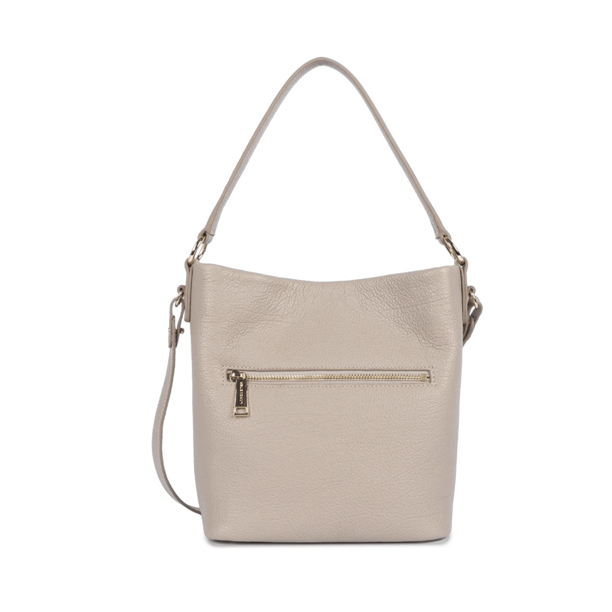Sac seau Lancaster Dune galet – vue de dos avec poche zippée