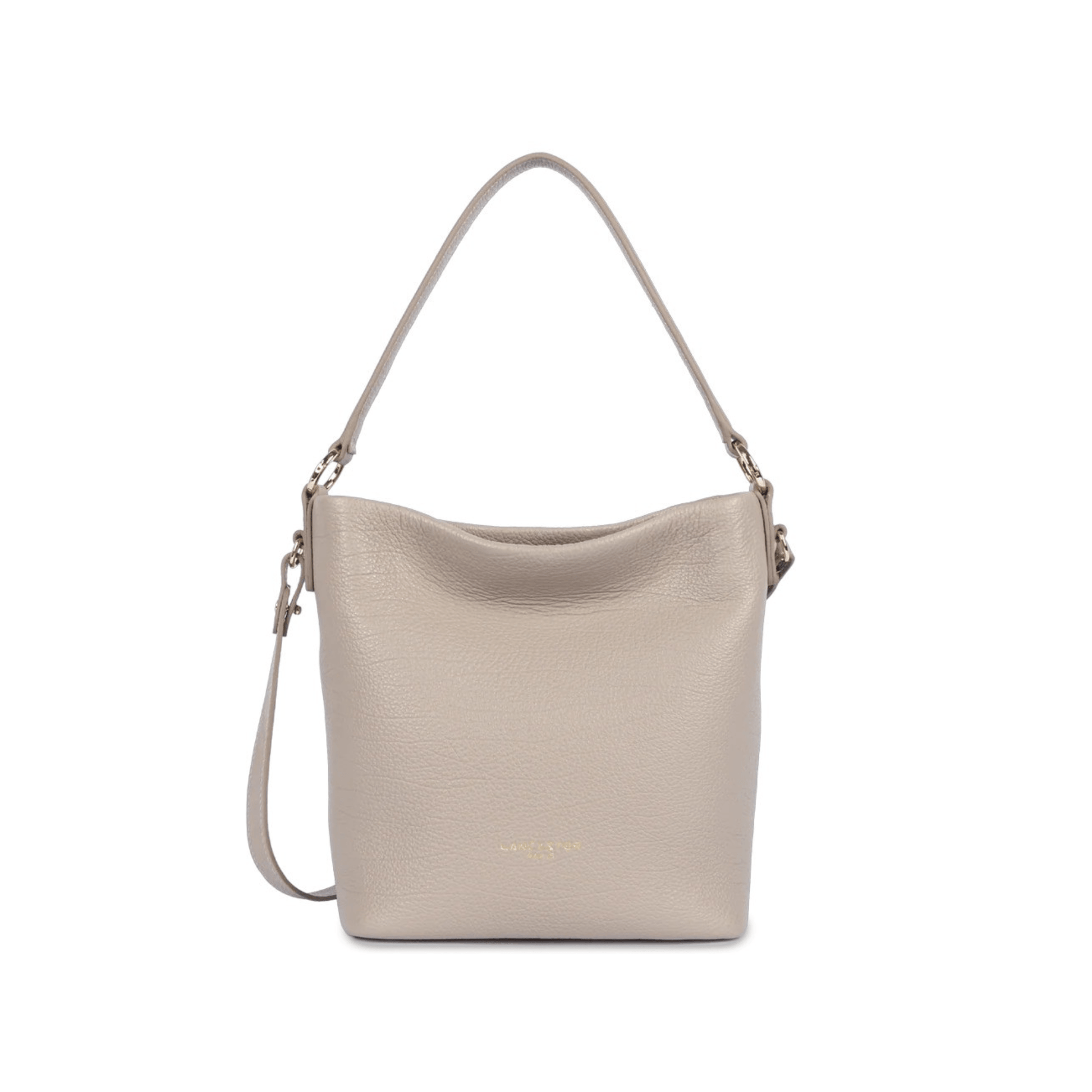 Sac seau Lancaster Dune galet en cuir grainé vue de face