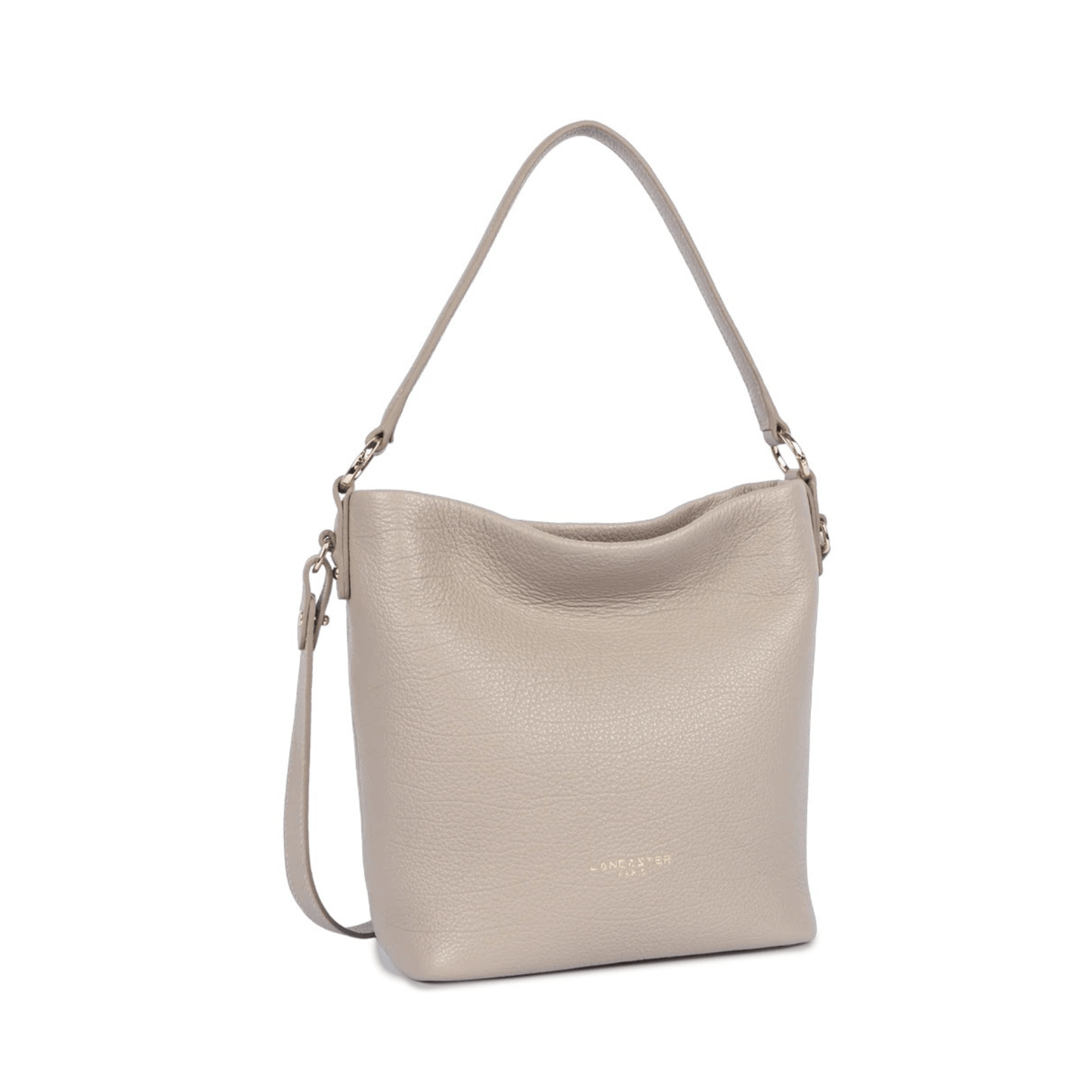 Sac seau Lancaster Dune galet – vue trois quarts avec bandoulière
