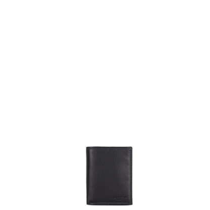 Portefeuille homme LANCASTER Soft Vintage 120-12 noir en cuir avec coutures bleues vue de face