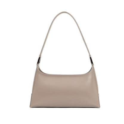 Dos du sac porté épaule Lancaster Suave Ace Galet Foncé en cuir de vachette lisse.