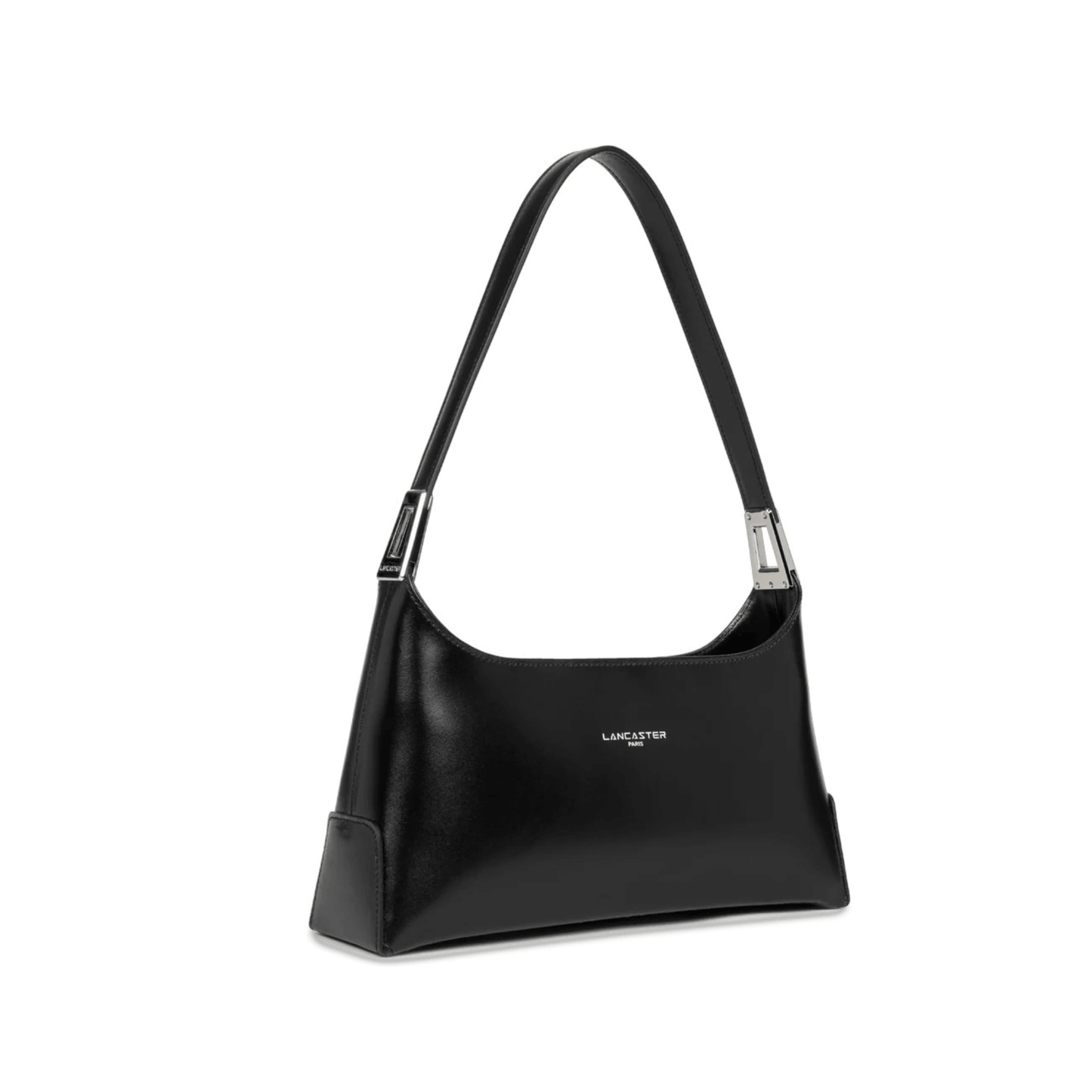 Sac Lancaster Suave Ace noir en cuir lisse vu de trois quarts.