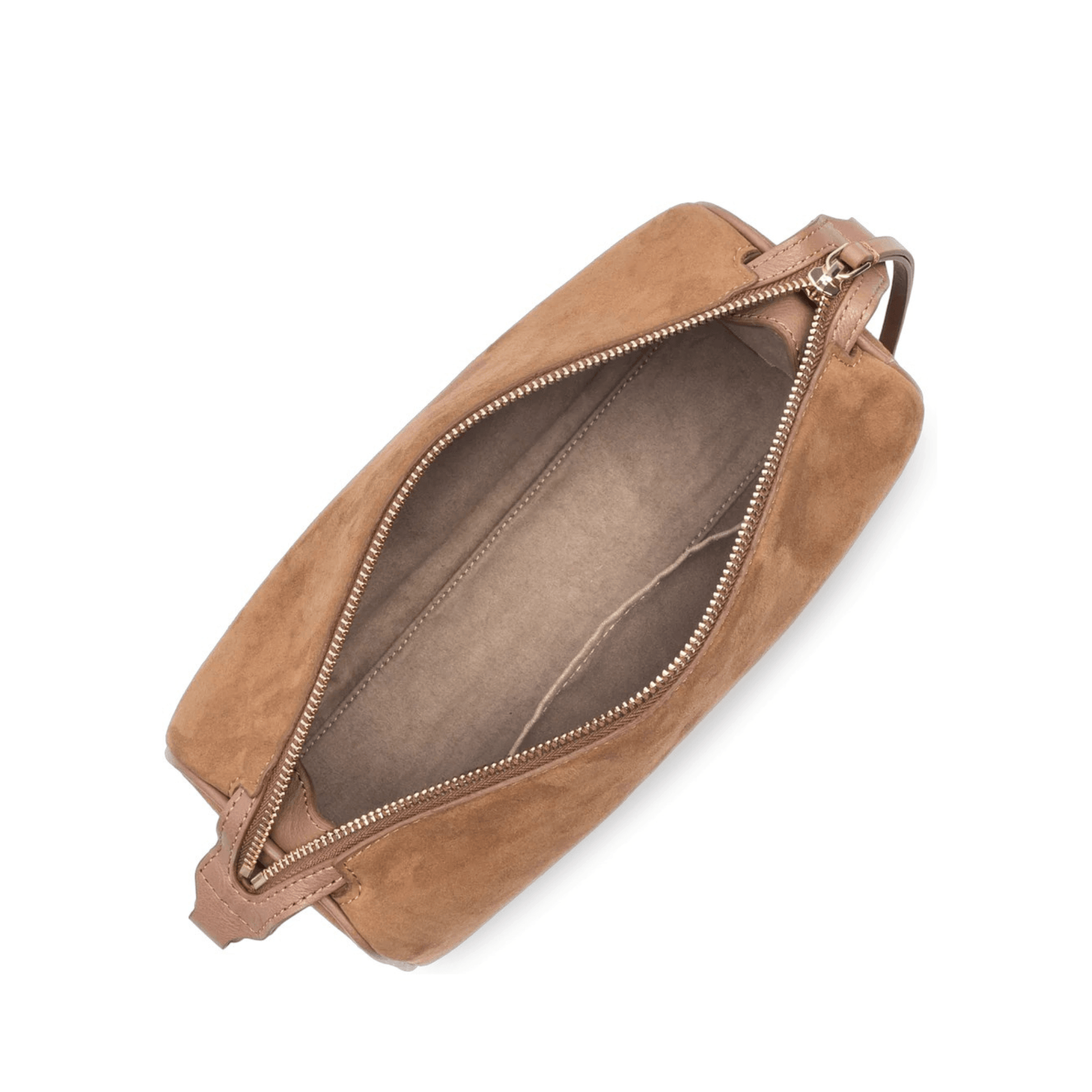 Intérieur du sac Lancaster Suède 530-55 avec poche intérieure simple et compartiment zippé.