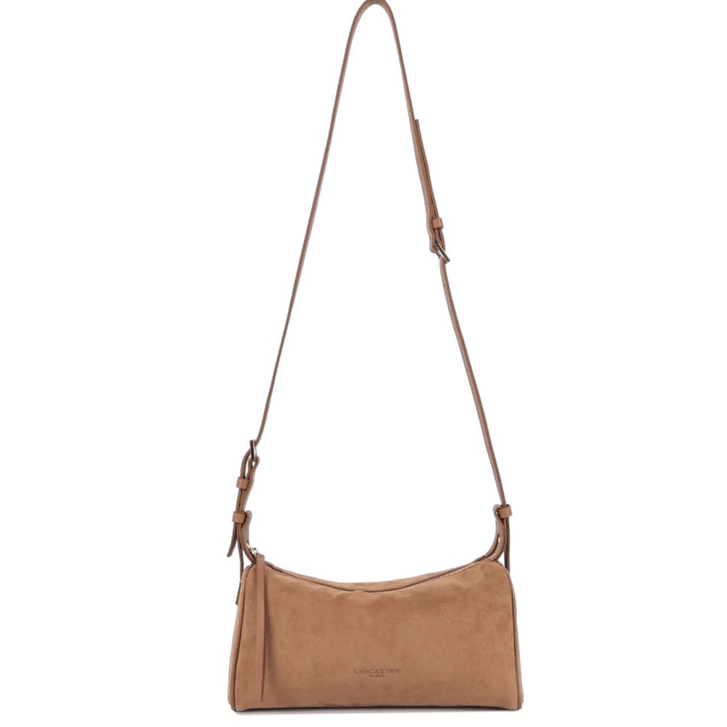 Sac Lancaster Suède 530-55 Camel porté à l'épaule grâce à son anse réglable.