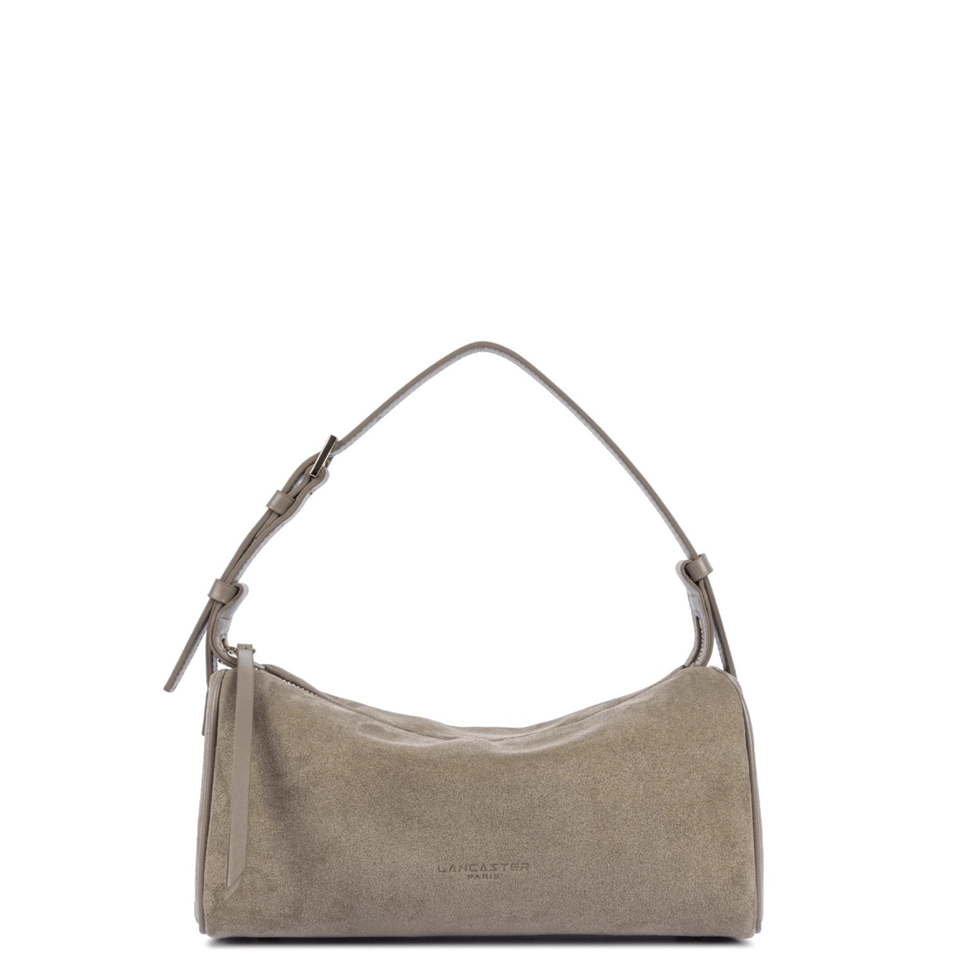 Sac rectangle Lancaster Suède 530-55 Galet en cuir de vachette effet velours vu de face.