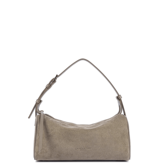 Sac rectangle Lancaster Suède 530-55 Galet en cuir de vachette effet velours vu de face.