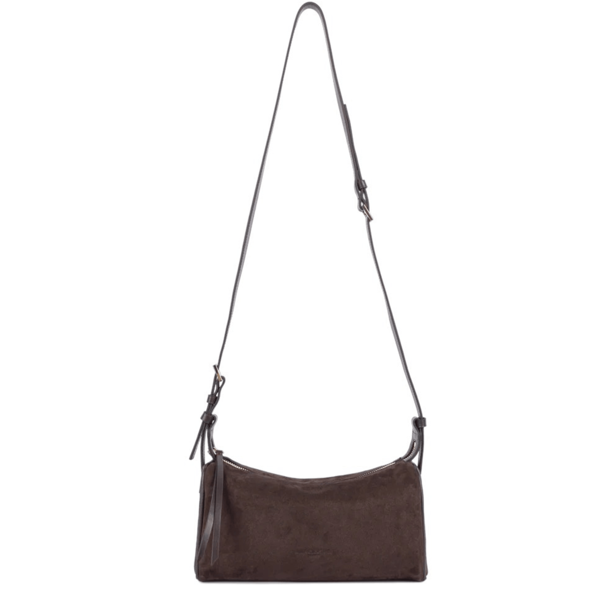 Sac Lancaster Suède 530-55 Marron porté à l'épaule grâce à son anse réglable.