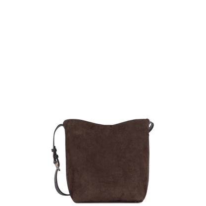 Sac seau Lancaster Suède 530-56 Marron en cuir de vachette effet velours vu de face.