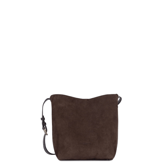Sac seau Lancaster Suède 530-56 Marron en cuir de vachette effet velours vu de face.