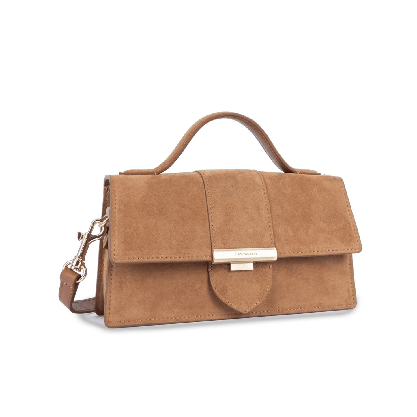 Sac à main Lancaster Suède Ily Camel – vue trois quarts