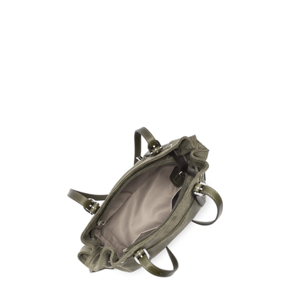 Intérieur du sac LANCASTER Velvet Emma 518-096 Kaki Foncé avec poches de rangement