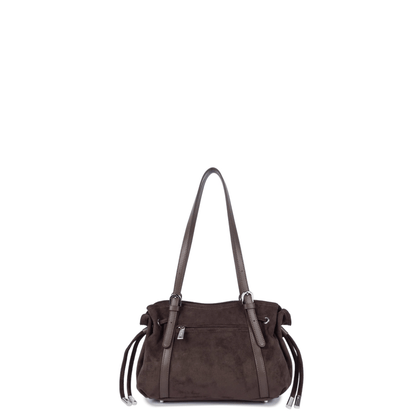 Dos du sac LANCASTER Velvet Emma 518-096 Marron avec poche extérieure zippée