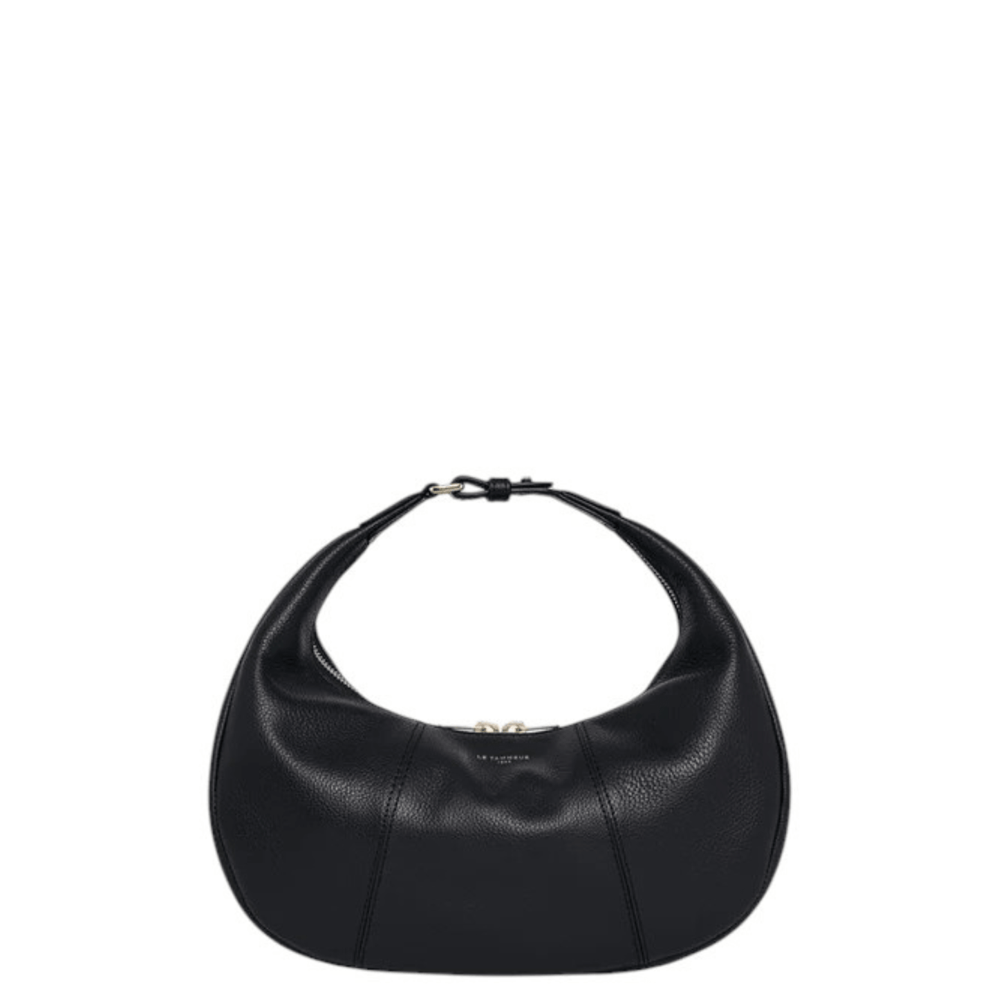 Sac hobo Le Tanneur TJET1402N01 noir en cuir grainé vue de face
