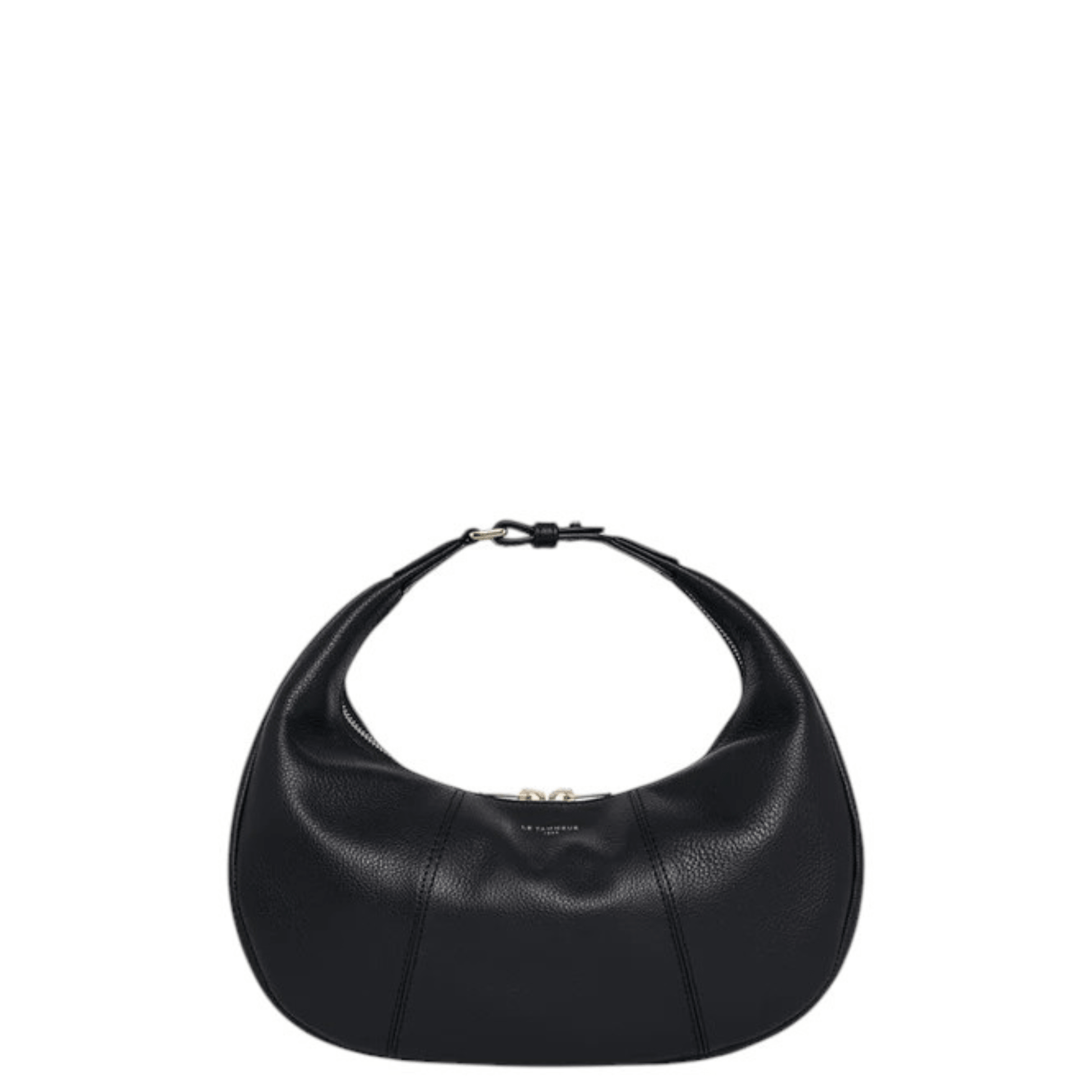 Sac hobo Le Tanneur TJET1402N01 noir en cuir grainé vue de face