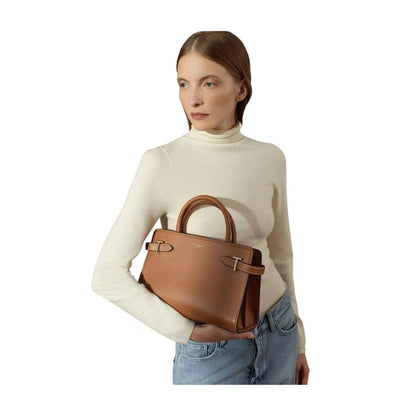 Sac à main Le Tanneur moyen modèle cuir grainé camel – Ref TEMI1614G05