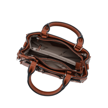 Intérieur du sac MAC ALYSTER Arty cognac et rangements zippés