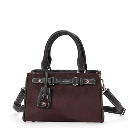 Sac à main MAC ALYSTER Arty marron effet daim avec pendentif décoratif