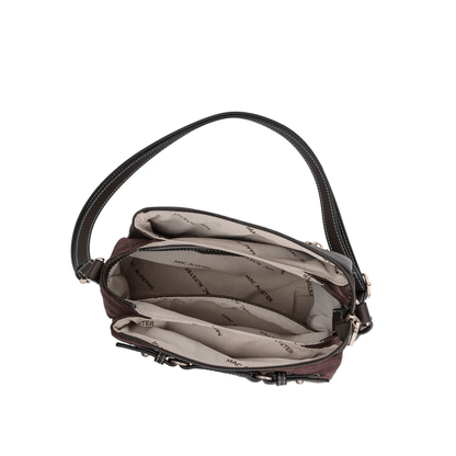 Intérieur du sac MAC ALYSTER ARTY marron effet daim avec compartiments