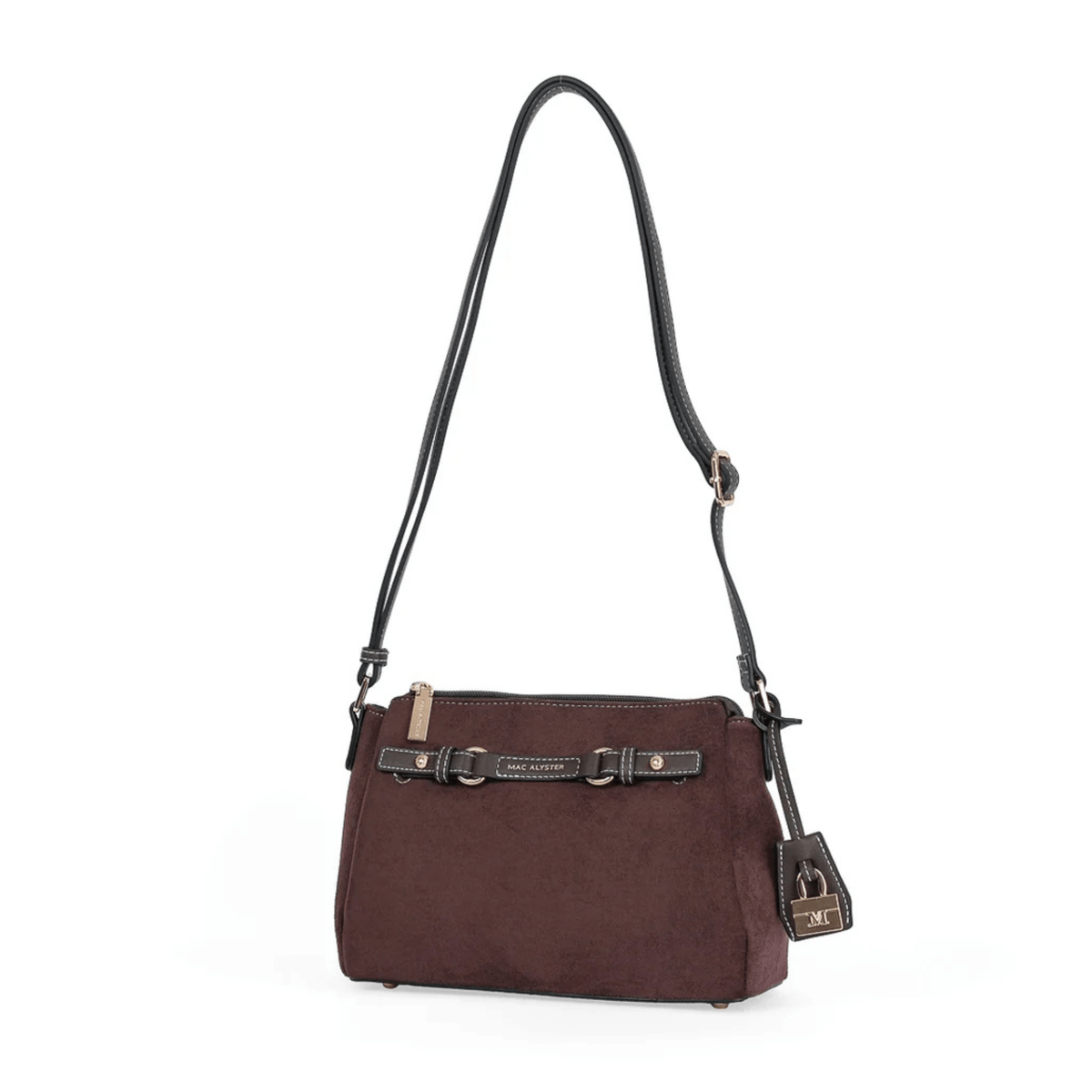 Sac femme MAC ALYSTER ARTY marron effet daim vue de trois quarts