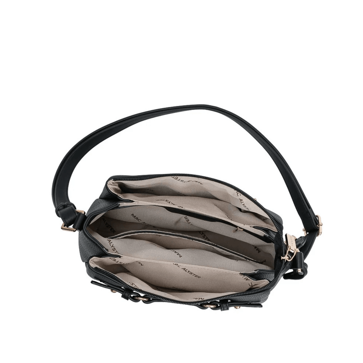 Sac MAC ALYSTER ARTY noir vue intérieure avec compartiments