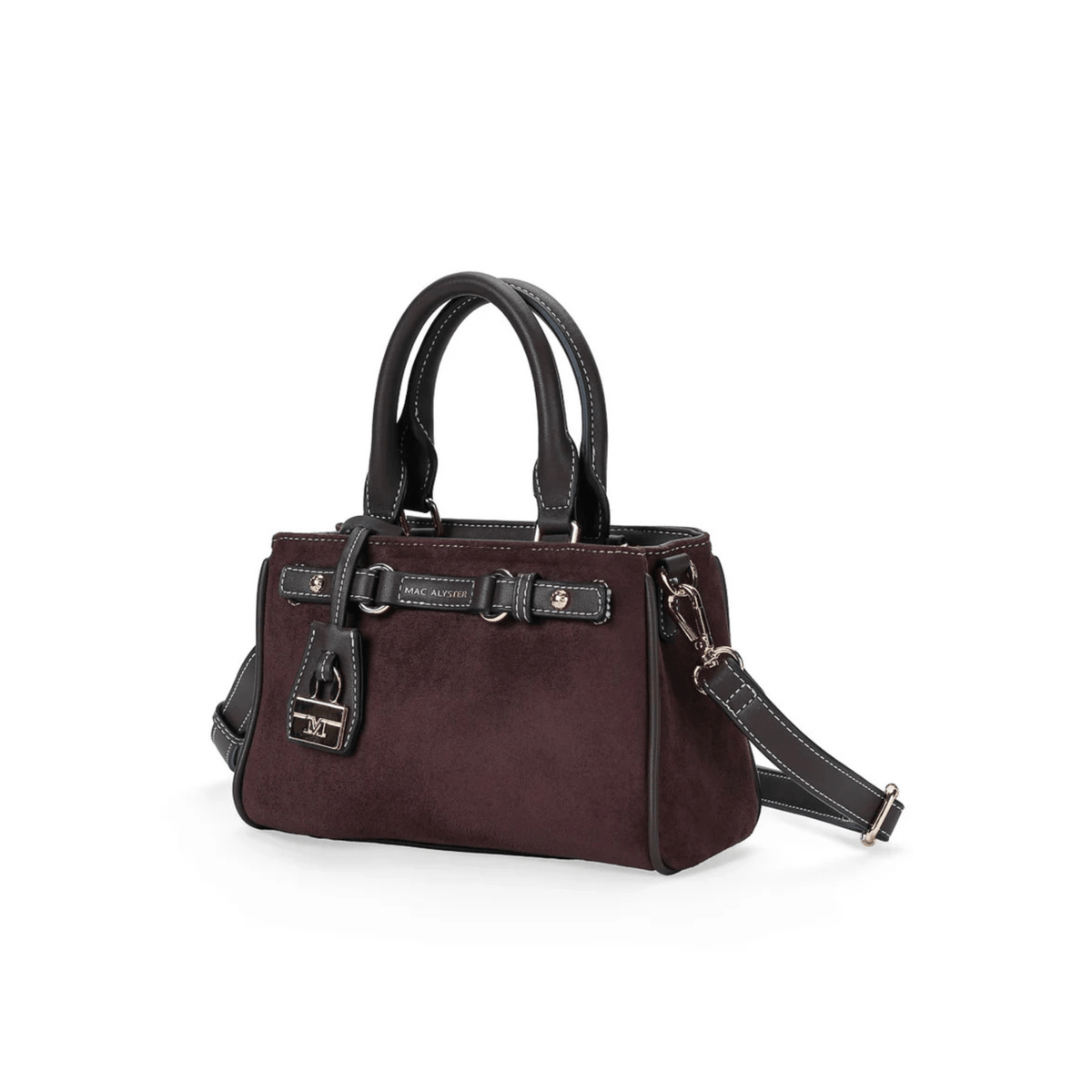 Sac à main MAC ALYSTER Arty PS891-02 marron daim vue de trois quarts