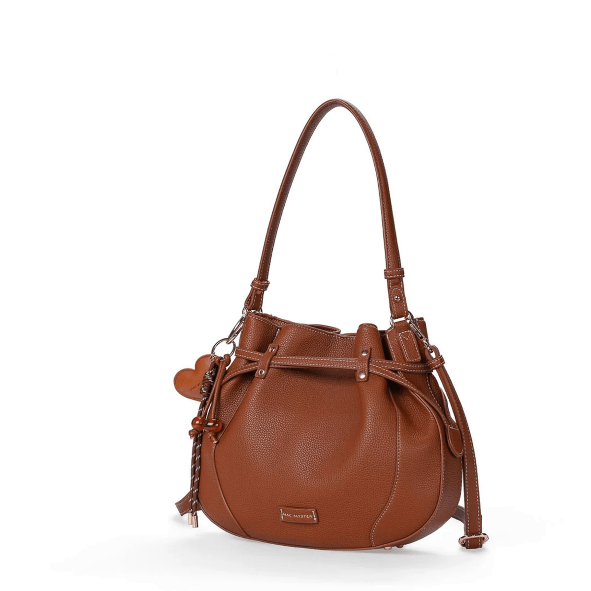Sac porté épaule MAC ALYSTER cognac vue de trois quarts
