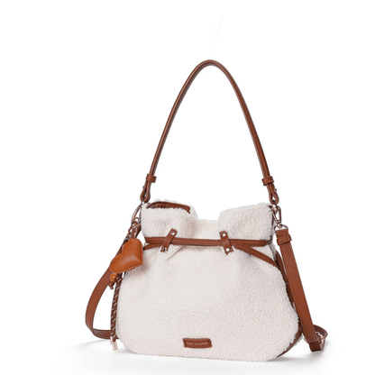 Sac femme MAC ALYSTER moumoute beige et détails cognac
