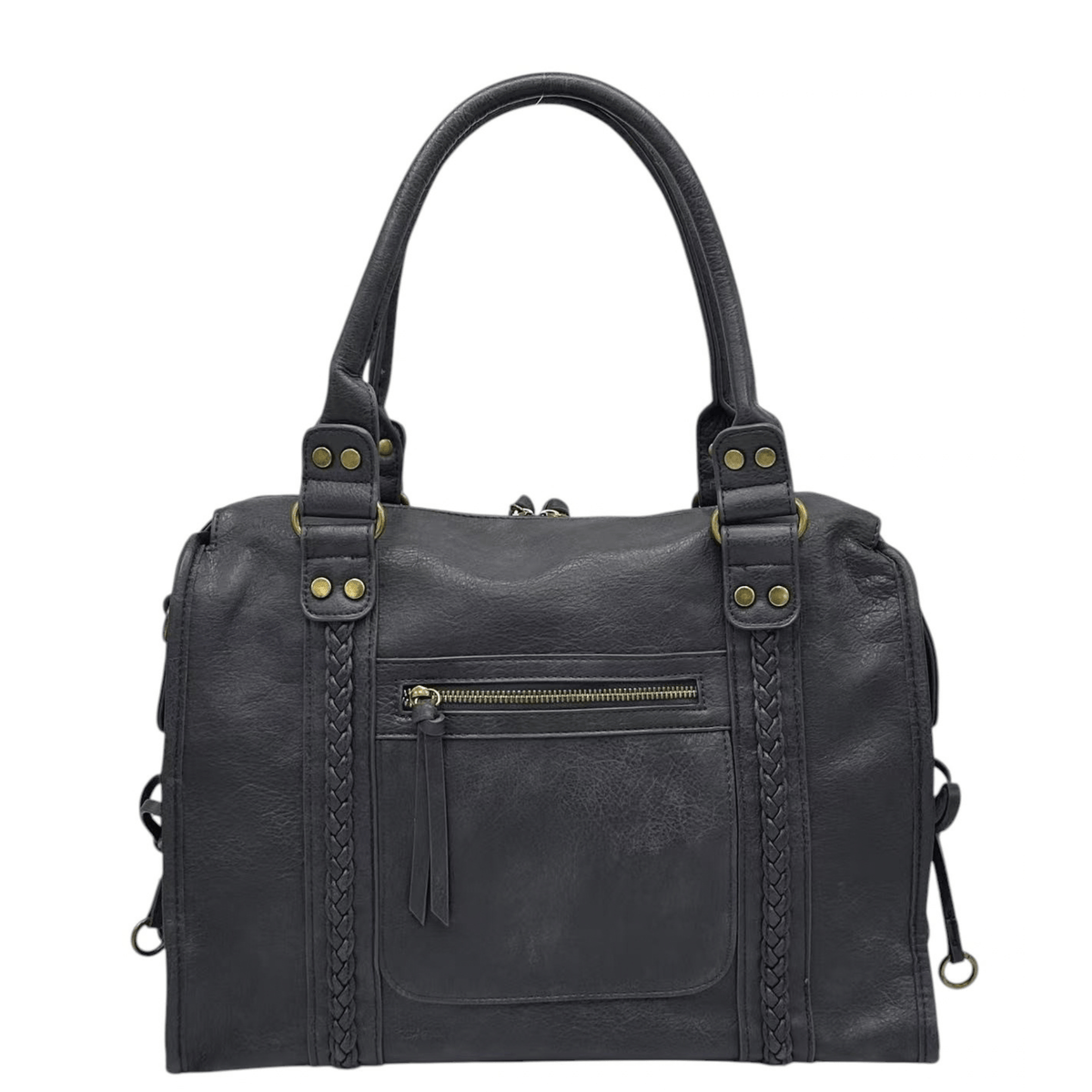 Sac cabas MANDOLINE 27651 bleu marine en simili cuir avec fermeture zippée et bandoulière amovible