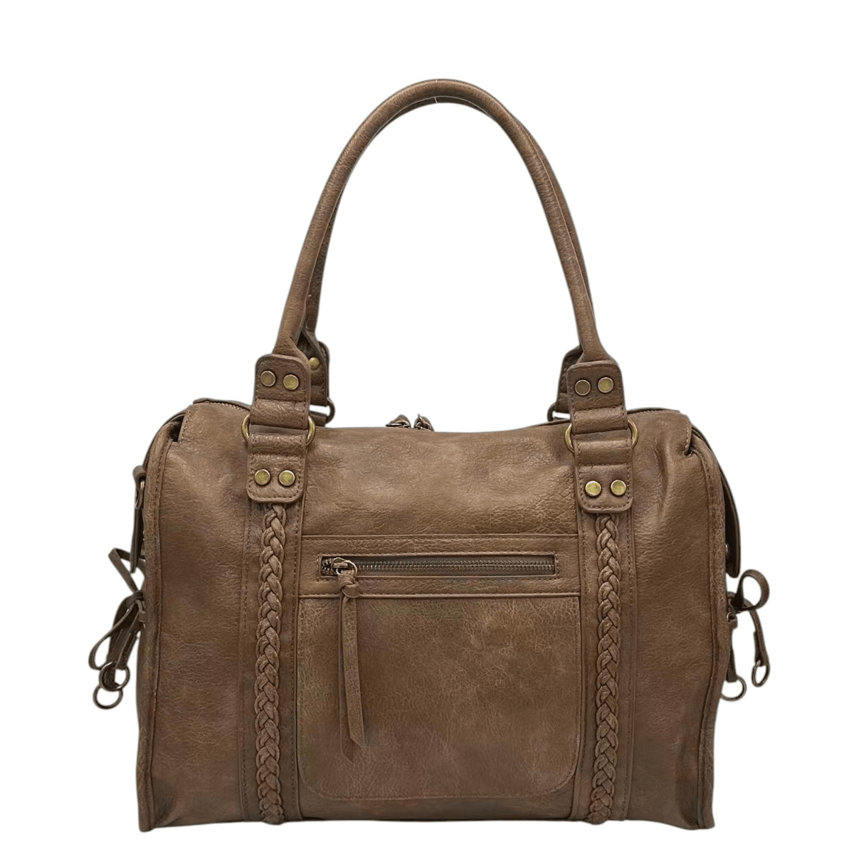 Sac cabas MANDOLINE 27651 taupe en simili cuir, grand format A4, vue de face