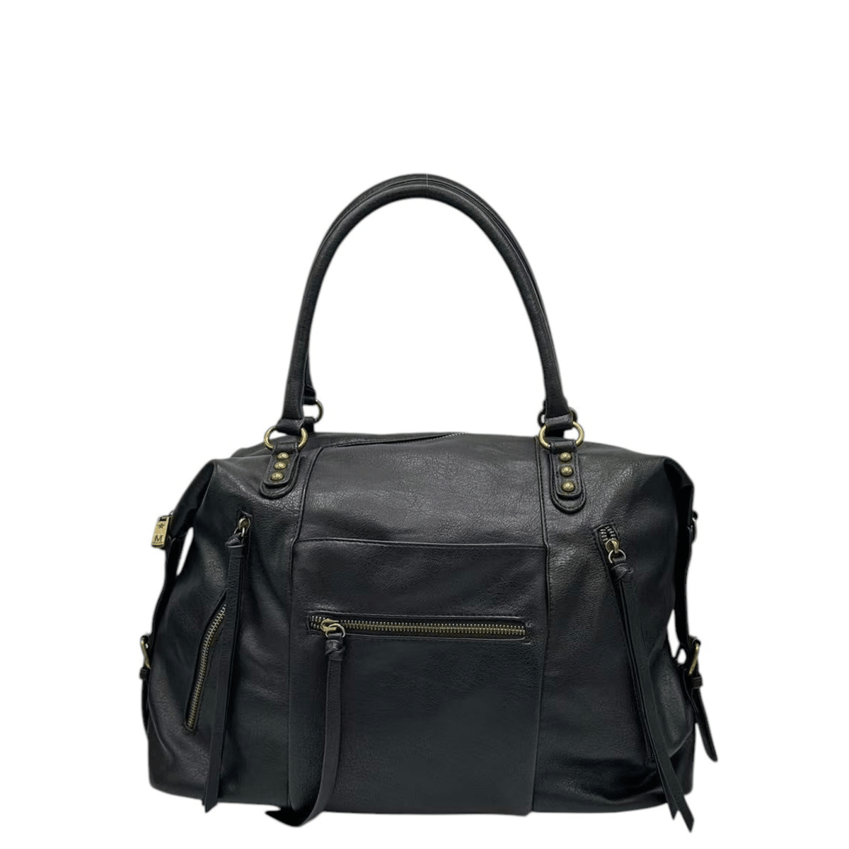Grand cabas MANDOLINE Ines noir en simili cuir format A4 vue de face