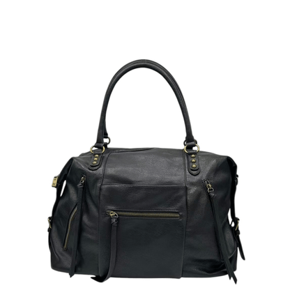 Grand cabas MANDOLINE Ines noir en simili cuir format A4 vue de face