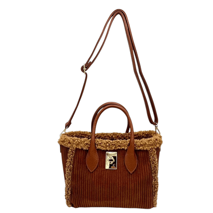 Sac Mandoline cognac avec bandoulière et anses