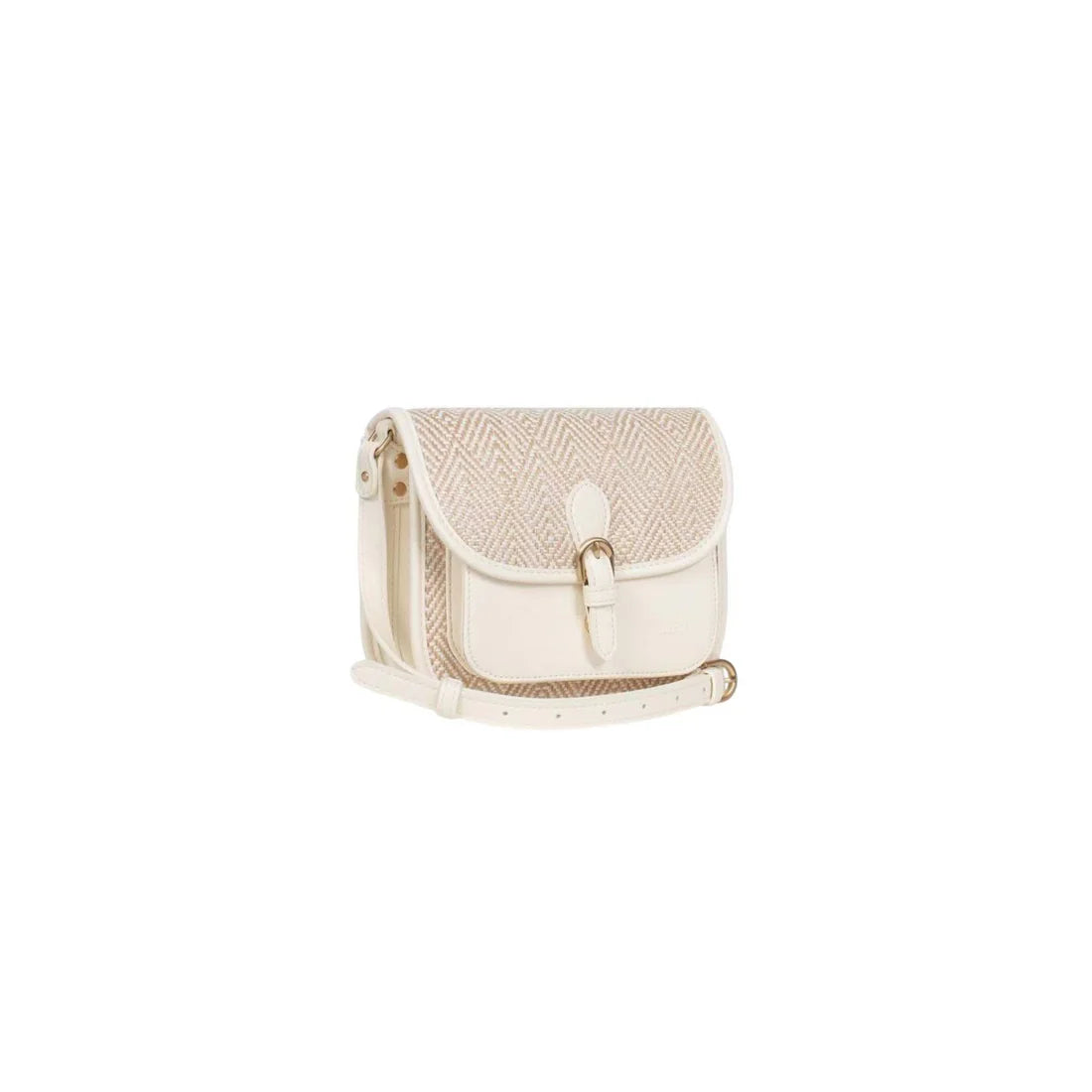 Sac porté travers femme Hexagona Capri – Toile tressée – Blanc
