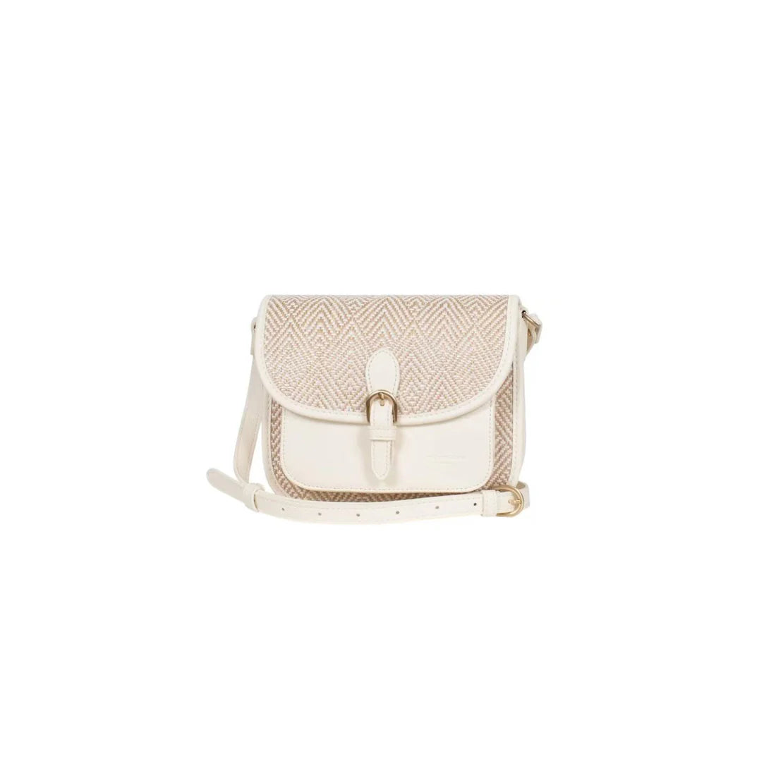 Sac porté travers femme Hexagona Capri – Toile tressée – Blanc