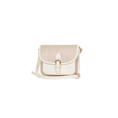 Sac porté travers femme Hexagona Capri – Toile tressée – Blanc