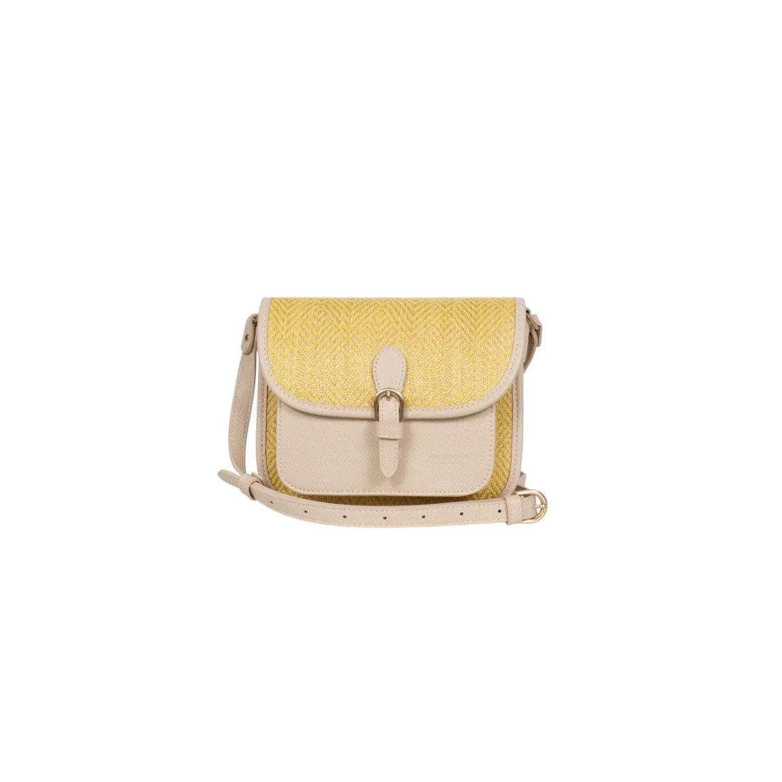 Sac porté travers femme Hexagona Capri – Toile tressée – Jaune