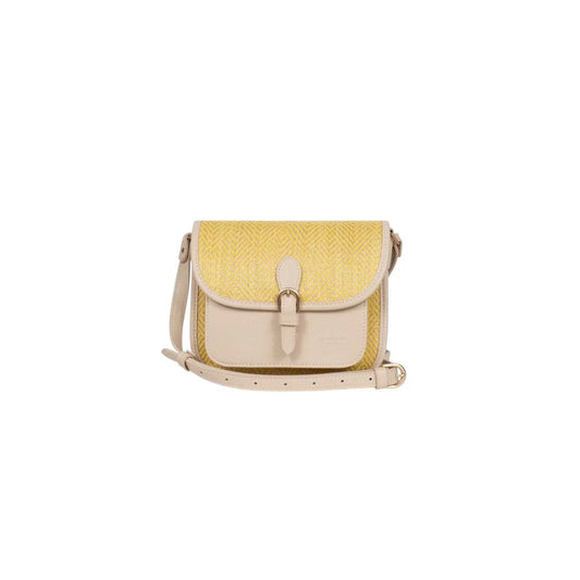 Sac porté travers femme Hexagona Capri – Toile tressée – Jaune