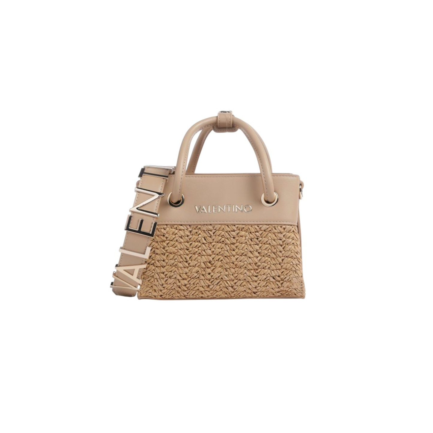 mini sac a main valentino alexia summer raffia beige vue face