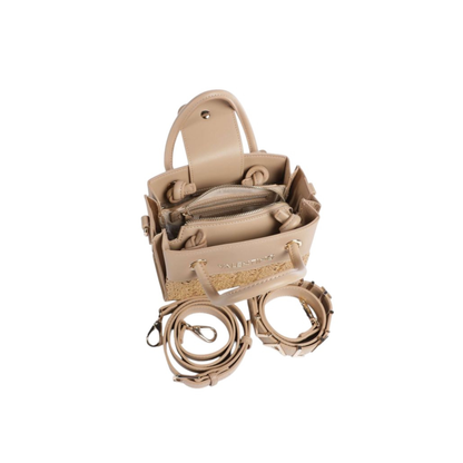 mini sac valentino raffia beige interieur compartiment zip