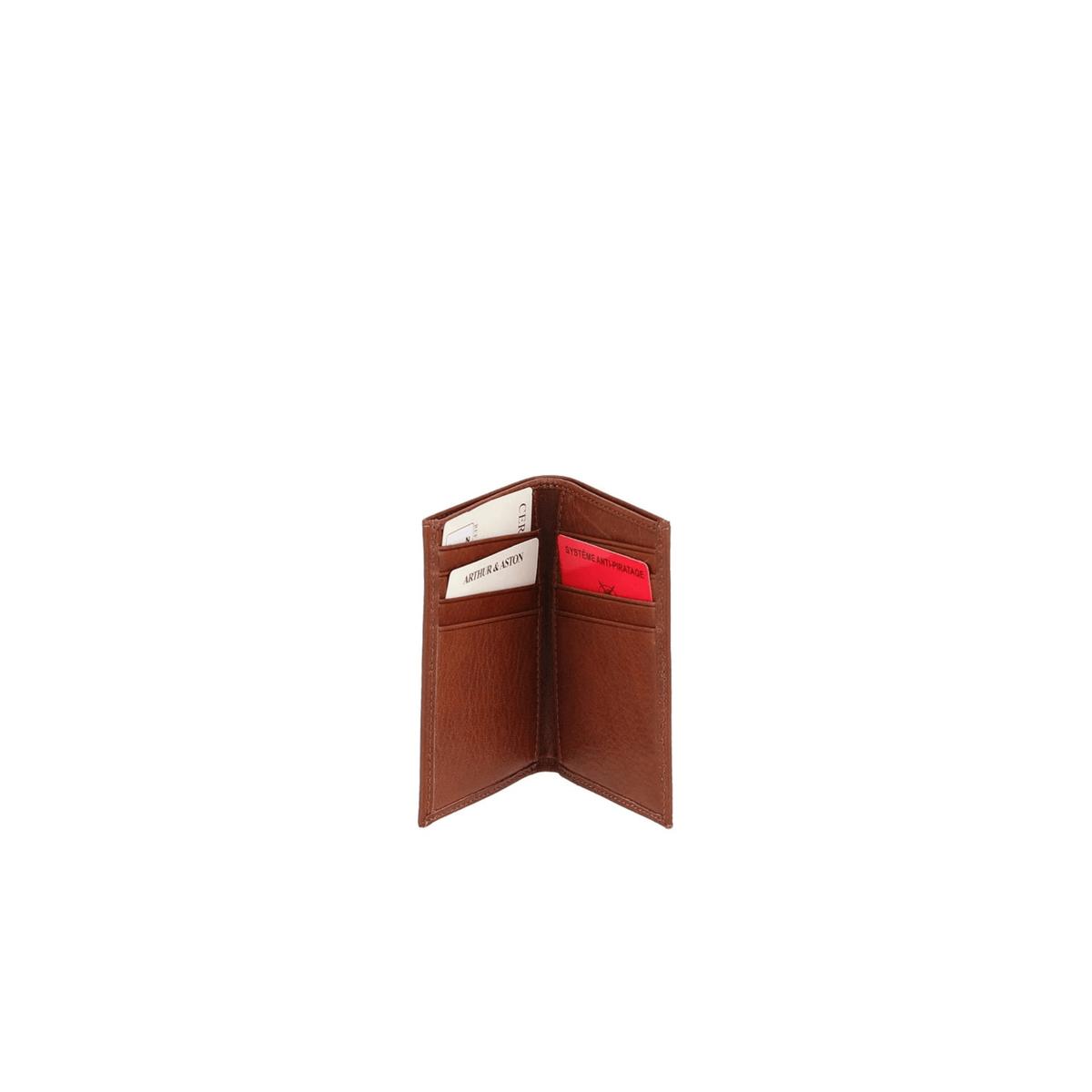 Intérieur porte-cartes cuir cognac Nairo Arthur & Aston avec 8 emplacements cartes