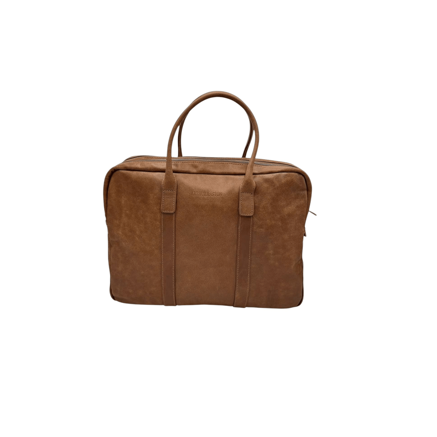 porte document cuir arthur aston marron vue face sac ordinateur homme
