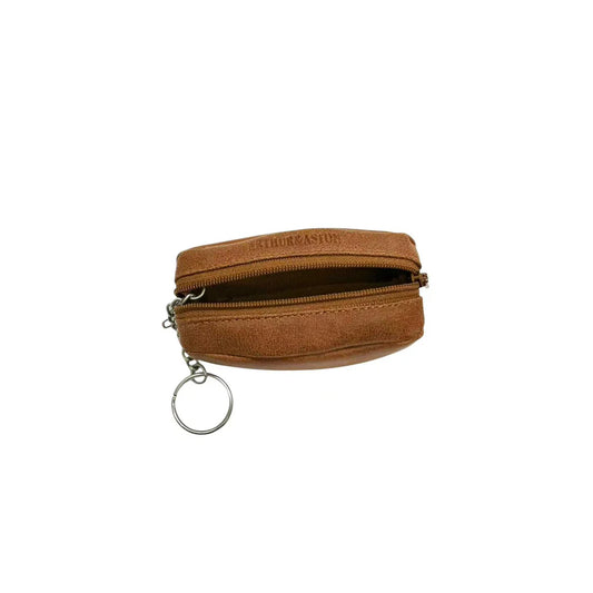 Porte-monnaie cuir effet vieilli marron Arthur & Aston – Zip & anneau porte-clés