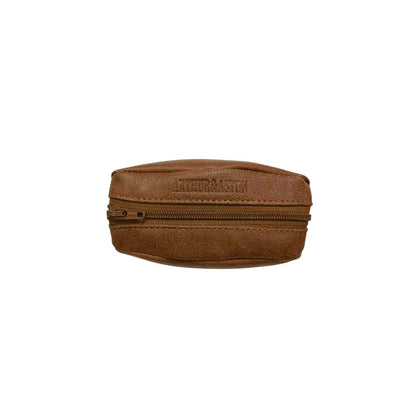 Porte-monnaie cuir effet vieilli marron Arthur & Aston – Zip & anneau porte-clés
