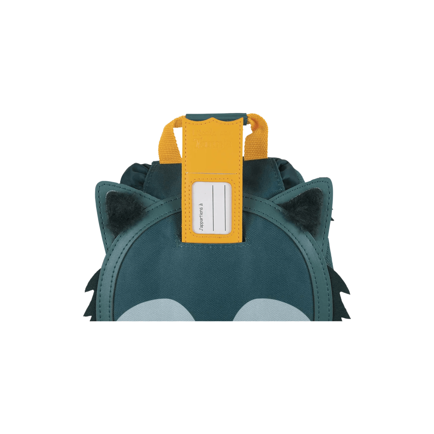 Porte-nom intégré du sac à dos maternelle Loup L'École des Tann's vert