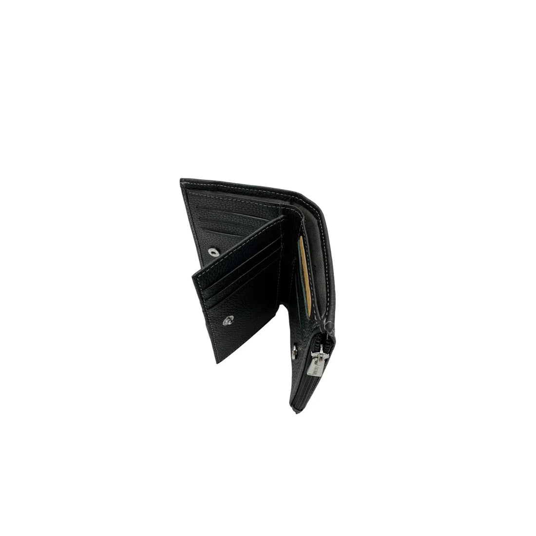 Portefeuille Mixte KATANA Cuir Véritable Noir RFID – Compact avec Porte-Monnaie Zippé