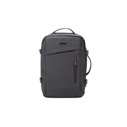 Sac à dos cabine ordinateur noir David Jones vue de face avec poignée et poches zippées