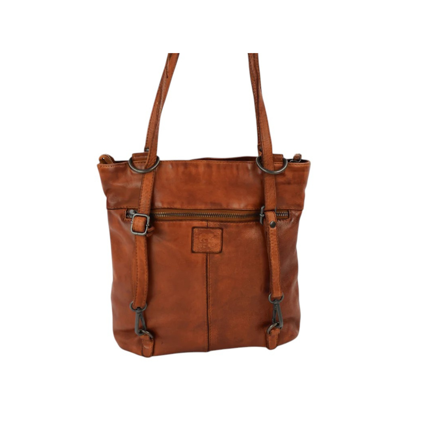 Sac cuir cognac BEAR Sandy dos compartiment et poches
