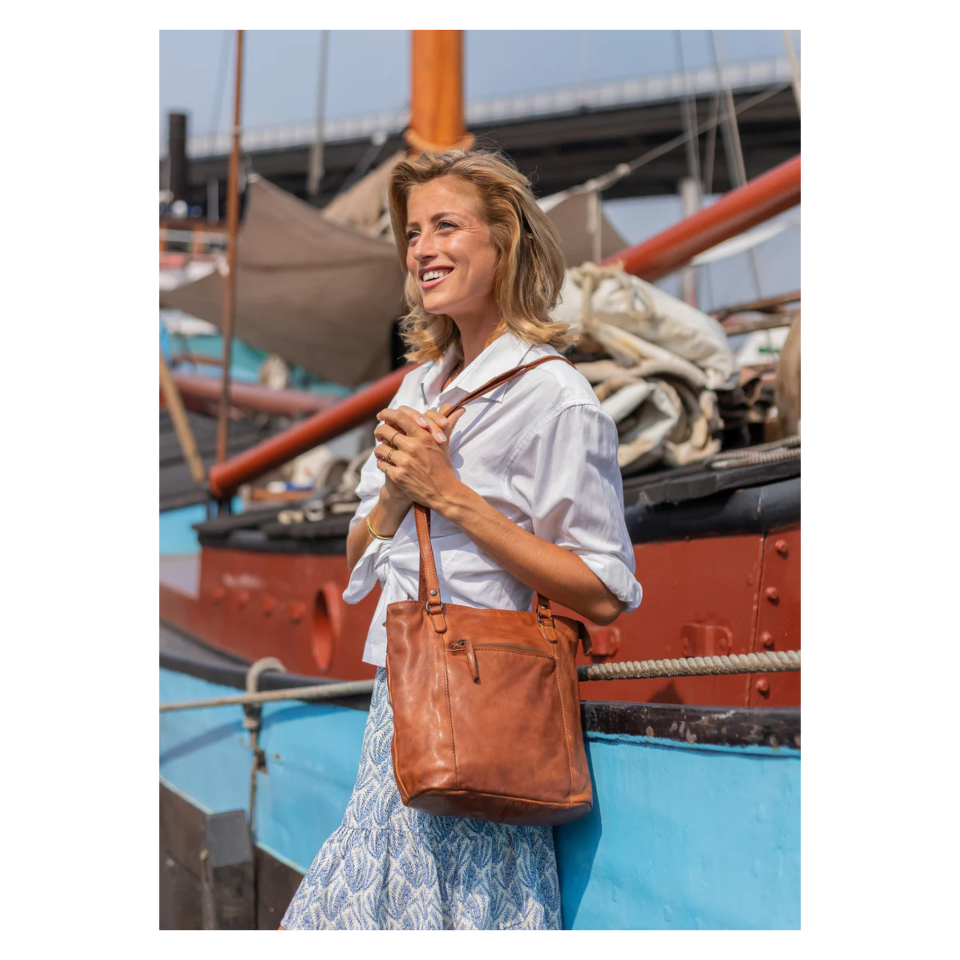 Sac cuir cognac BEAR Sandy porte epaule nevada maroquinerie