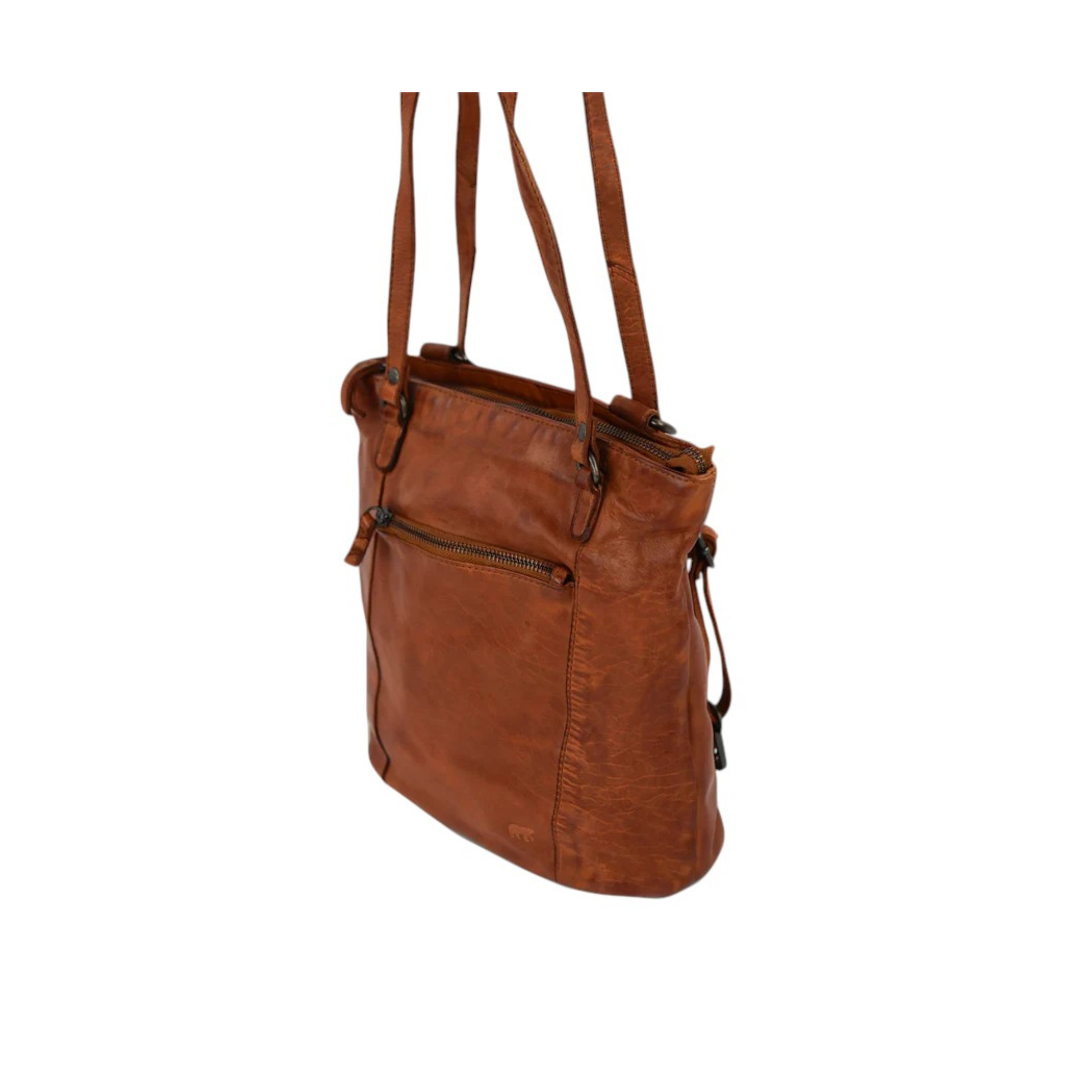 Sac cuir cognac BEAR Sandy vu de cote